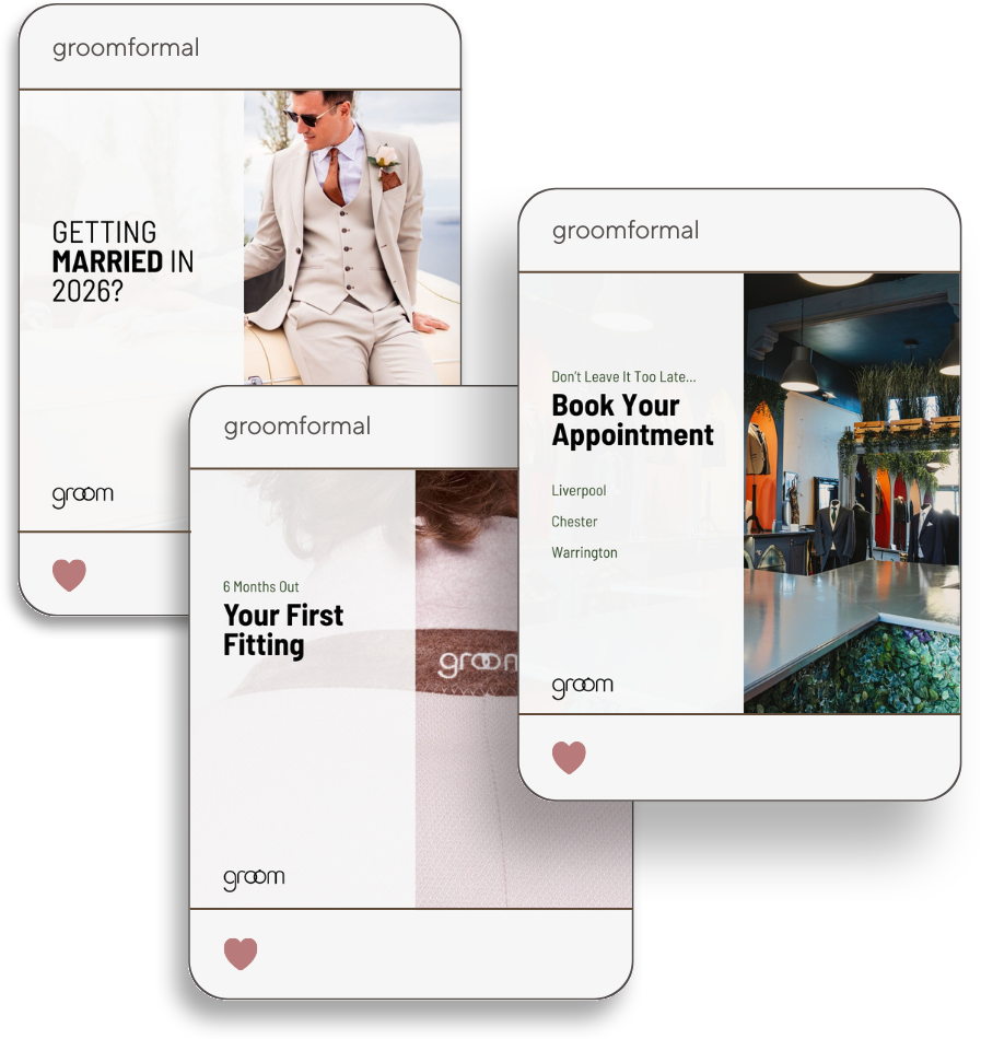 Instagram Paid Ads Showcase for Groom Hire